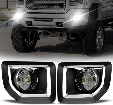 OKSIWA LED Fog Lights for 2015-2019 GMC Sierra 2500HD/3500HD, Fog Light Assembly Replacement, Easy to Install, Waterproof, Improved Visibility in Rain & Fog, Exclude Fog Wiring Harness