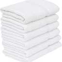 GOLD TEXTILES 6 White Economy Bath Towels Bulk (24x48 Inch) Cotton Blend for Softness-Commercial Grade Easy Care