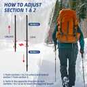 Lightweight Collapsible Trekking Poles for Hiking 2 Pack Adjustable Hiking Poles, Aluminum Walking Sticks for Skiing, Nordic Walking, Retractable Walking Sticks for Seniors, Women, Men