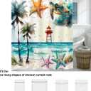 Longan Craft Plam Tree Beach Shower Curtain Ocean Sea Turtle Shower Curtain for Bathroom 72x72 Inch Waterproof Fabric Bathroom Curtain with 12 Hooks Coastal Starfish Bath Curtain Bathtub Decor