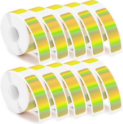 Gersoniel 1600 Pcs Label Tapes 12 x 40 mm Laminated Stickers Replacement Compatible with D30 Portable Thermal Label Paper Printer Tapes Refill for Office 160pcs/roll, Set of 9