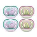 Philips Avent Ultra Air Pacifier - 4 x Light, Breathable Baby Pacifiers for Babies Aged 0-6 Months, BPA Free with Sterilizer Carry Case, SCF085/51 (Lilac Sun / Green Rainbow)