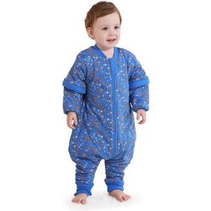 Mosebears Baby Sleep Sack with Legs,Cotton Baby Sleep Sack for Toddler Thicken 2.5 TOG(18-36 Months, Blue)