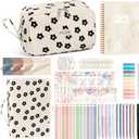 Bible Study Supplies Journaling Kit for Women with Bible Cover Case, Valentines Day Christian Gifts for Women, Bible Study Tools Accessories Set w/Highlighter Pen, Pencil Case Notebook Annotation Kit (Black Floral)