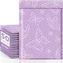 Metronic Bubble Mailers 8.5x10.5" 40 Pack Usable Size 6x9, Waterproof Padded Envelopes for Small Business, Self Seal Mailing Bubble Envelopes, Padded Mailers for Gifts Packaging, Shipping Purple Butterfly
