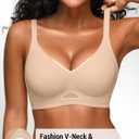 Wireless Jelly Bras for Women No Underwire - Seamless Everyday Tshirt Bralettes Supportive Bra (Beige, XL)