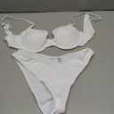 SweatyRocks Women's 2 Piece Bikini Set Spaghetti Strap High Cut Push Up Underwire Swimsuit (Large, White)