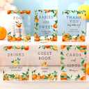 6 Pcs Little Cutie Orange Baby Shower Table Decorations Take One Sign Thank You Acrylic Sign Centerpieces with Stand 5 x 7" Floral Birthday Party Decorations