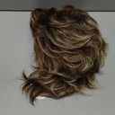 TISHINING Short Brown Mixed Blonde Highlight Pixie Cut Wigs for White Women Shaggy Layered Mixed Blonde Wavy Wig with Bangs Natural Looking Synthetic Hair Replacement Wig