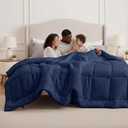 Bedsure Comforter Duvet Insert - Quilted Comforters Oversize Queen, All Season Duvet, GentleSoft Down Alternative Bedding, with 8 Tabs, Gifts for Women/Men, Navy Blue, Oversize Queen 98 x 98 Inches