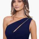 Betsy & Adam Women's Women's Floor-Length, One-Shoulder Dress with Side Ruched Detail, 2