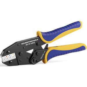 haisstronica Crimping Tool For Heat Shrink Connectors-AWG 26-10 Ratchet Wire Terminal Crimper-Ratcheting Crimper Tools-Available For Insulated Nylon Connectors and Electrical Wire Connectors HS-8327