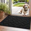 hicorfe Indoor Doormat,Front Back Door Mat TPR Backing Non Slip Mats 20"x31.5" Absorbent Resist Dirt Entrance Doormat Inside Floor for Entryway Washable Low-Profile (Black)