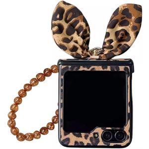 for Galaxy Z Flip 6 Case, Z Flip 7 FE Case, Cute Leopard Print Samsung Z Flip 6 Case with Hinge Protection & Chain & Ring, Stylish Protecion Women Girly Case for Samsung Galaxy Z Flip 6/Z Flip 7 FE