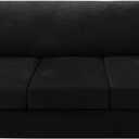 H.VERSAILTEX Sofa Cover 4 Piece T Cushion Sofa Slipcovers Velvet Couch Cover Furniture Protector Stretch T Cushion Sofa Covers for 3 Cushion Couch with 3 Individual T Cushion Covers Washable, Black