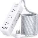 Mifaso Extension Cord, Surge Protector Power Strip, Long Power Strip with 9 Outlets 4 USB Ports, Extension Cord with Multiple Outlets, USB Power Strip for Dorm Room Essentials, College(15FT, White)