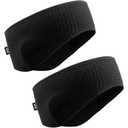 SUNMECI Lightweight Soft Fleece Headband - Breathable Ear Muffs for Men Women in Winter Running Cycling Ski Comfortable Warm for Clod Weather Sports (2PCS Black+Black)