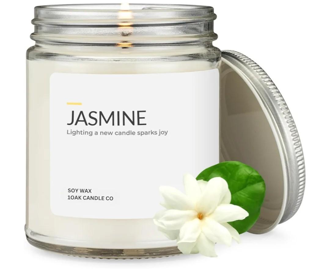 1OAK Jasmine Candle - Soy Wax Scented Candles (Jasmine) - Soy Candles for Home Scented - Long Burning Premium - Hand-Poured (7oz.)