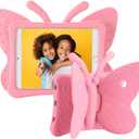 Kids iPad 6th Generation Case, iPad 5th Generation Case, iPad Air 2 Case for Kids,Cute Butterfly Shockproof EVA Foam Super Protection Stand Cover for 9.7" iPad Air/Air 2 iPad 2017/2018 - Pink