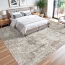 11x11 Square Area Rug for Living Room–Washable Non-Slip Soft Large Rug for Bedroom Playroom – Low-Pile Stain-Resistant Modern Abstract Neutral Indoor Carpet (Beige Grey,11ft)