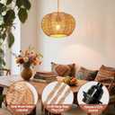 Hanging Lights with Plug in Cord Rattan Hanging Lamp Boho Ceiling Light Fixtures Farmhouse Pendant Lamp Shape for Living Room Bedroom Kitchen
