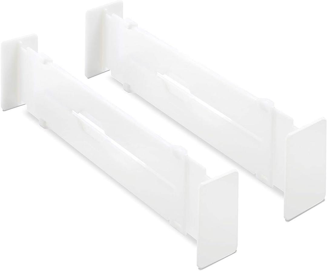 Whitmor Adjustable Organizers Drawer Dividers, Set of 2, White