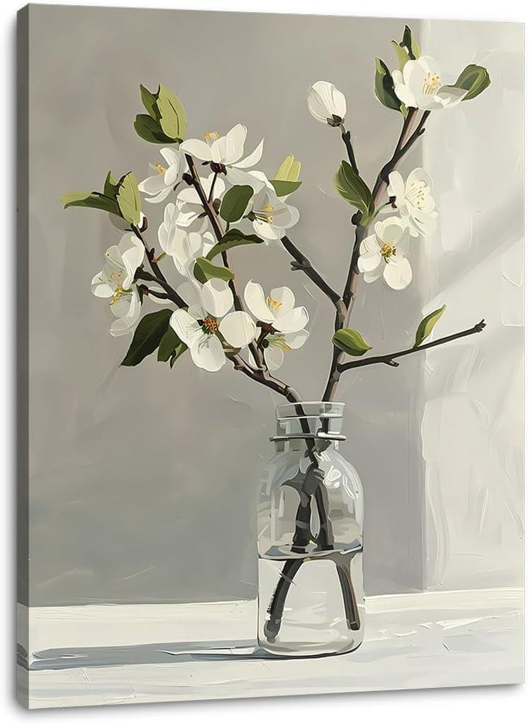 Daktenn Floral Canvas Wall Art Bathroom Wall Art Pictures Wall Decor Home Decor Wall Decor for Bedroom Livingroom 18x24 Inches