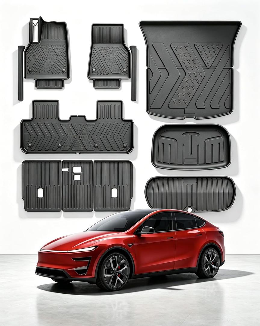SUPER LINER Tesla New Model Y Juniper Floor Mats 2026 2027, 11-Pcs Set TPE