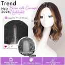 Eawwii Brown with Caramel Highlights Short Wavy Wig for Women Lace Hairline Bob Style Synthetic Heat Resistant - Natural Appearance for Everyday Hairstyle 14 Inch