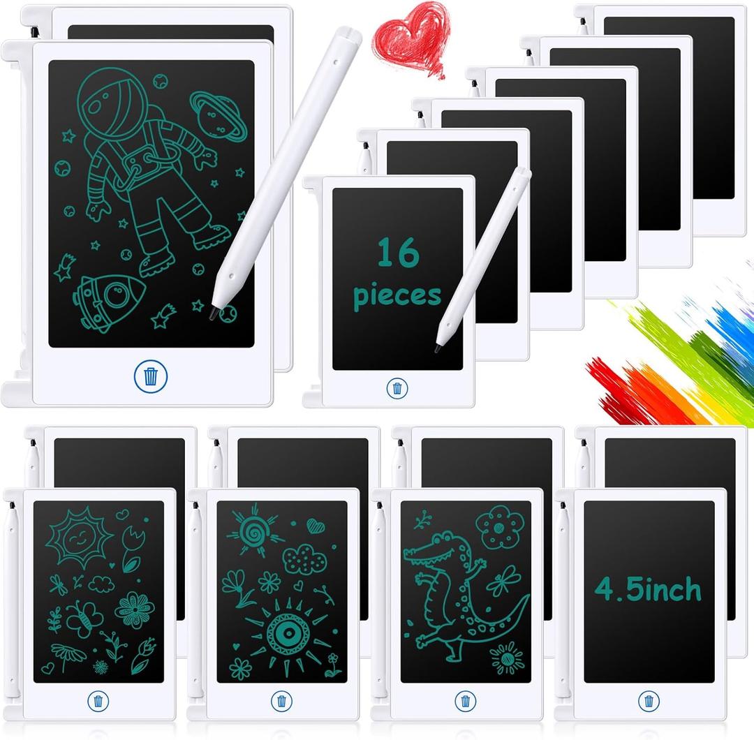 Nezyo 16 Pieces 4.5 Inch Mini LCD Writing Tablet for Kids Electronic Doodle Board Colorful Drawing Tablet Bulk Erasable Writing Pad Reusable Learning Gift for Girls Boys Party Favor(White) Nezyo 16 Pieces 4.5 Inch Mini LCD Writing Tablet for Kids Electronic Doodle Board Colorful Drawing Tablet Bulk Erasable Writing Pad Reusable Learning Gift for Girls Boys Party Favor(White)