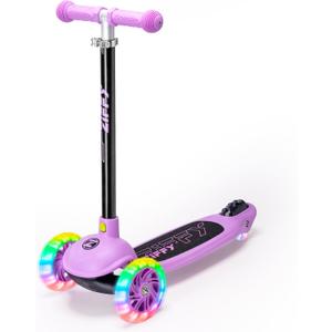ZIFFY Multicolor 3 Wheel Scooter for Kids 3-5, Toddler Kick Scooters with LED Light-Up Wheels for Boys and Girls, 5 Adjustable Height and Lean-to-Steer Design, Support up to 110 lbs by JOVA (Purple)