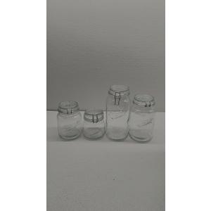 4 PC Glass Jumbo Clamp Jar Set