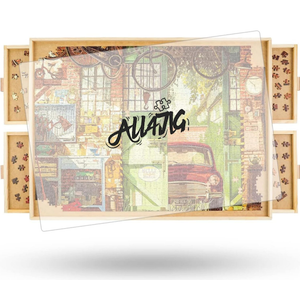 ALL4JIG 1500 Piece Rotating Puzzle Board with Drawers and Cover,25"x34"Portable Wooden Jigsaw Puzzle Table for Adults Portable,Lazy Susan Spinning Puzzle Boards Birthday Gift for mom