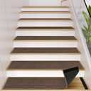 GOYLSER Peel and Stick Stair Treads with Rubber Backed Pack of 15, Jute Stair Rug Staircase Step Treads, Reusable Stair Pads Step Mats for Bare Feet, 30"x8", Light Brown
