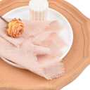 3 x Fall Thanksgiving Rustic Cloth Napkins 16.5x16.5 Inches Handmade Cotton Linen Napkins with Fringe Boho Washable Dinner Napkins in Bulk for Wedding Party Table Decor Set of 4 Pearl Pink