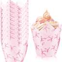 200 Pcs Pink Bow Tulip Cupcake Liners Bow Tulip Muffin Baking Liners Coquette Cupcake Wrappers for Birthday Bridal Baby Shower Wedding Party Supplies