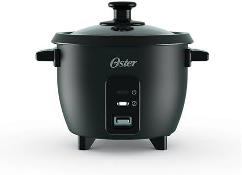Oster 6-Cup Rice Cooker with Steamer Tray, Electric Rice Maker, Automatic Keep Warm, Nonstick Inner Pot, Black