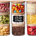 ComSaf 0.5 Qt Glass Food Storage Jars Set of 9, Clear Glass Storage Containers with Lids, Pantry Organization Jar, Spice, Salt, Blooming Tea, Coffee, Oat and Sugar Container, Small jar Set for Kitchen