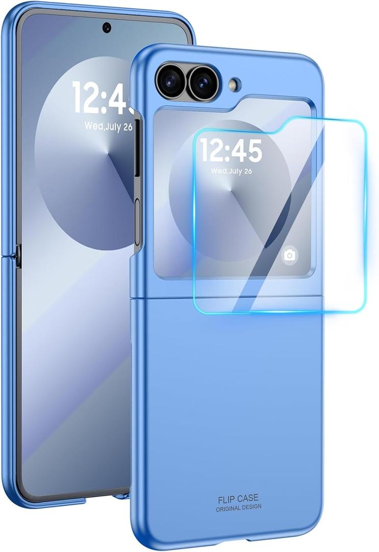 GooseBox for Samsung Galaxy Z Flip 6 Case with Screen Protection, Z Flip 6 Slim HD Clearly Case Ultra-Thin Anti-Scratch Shockproof Phone Case(Blue)