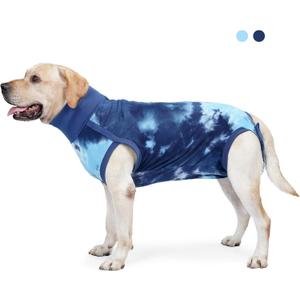 Dog Recovery Suit, Spay Surgical Onesie for Female Dog, Body Suits After Surgery Anti-Licking, Tie-Dye Neuter Pet Recovery Shirt for Male Dog Alternative E-Collar&Cone (Blue, XX-Small)