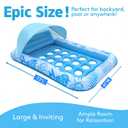 [2025 New Upgraded] Pool Floats Adult - Inflatable Pool Float with Canopy, Pool Floats Adult Heavy Duty, Cooling Water Floaties with Backrest & Cup Holder for River Lake Floats Inflatable Pool Floatie