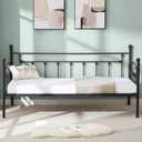 VECELO Daybed Frame, Twin Size Metal Platform Bed with Headboard,Heavy Duty Steel Slats Support for Living Room Bedroom Guest Room, Easy Assembly