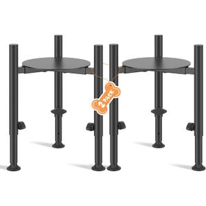 2 Pack Adjustable Dog Bowls Elevated Stand, 4 Heights, Wide 6-10",Oppro Metal Raised Tall Single Food Bowl Holder, Sturdy Lifted Water Feeder with Tray for Medium Large Small Breed,H:8/10/12/13.8