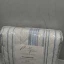 Market & Place 3 Piece Reversible Quilt Set with Shams | All-Season Soft & Lightweight Bedspread with Modern Striped Pattern | Sofia Collection (Full/Queen, Ivory/Blue)