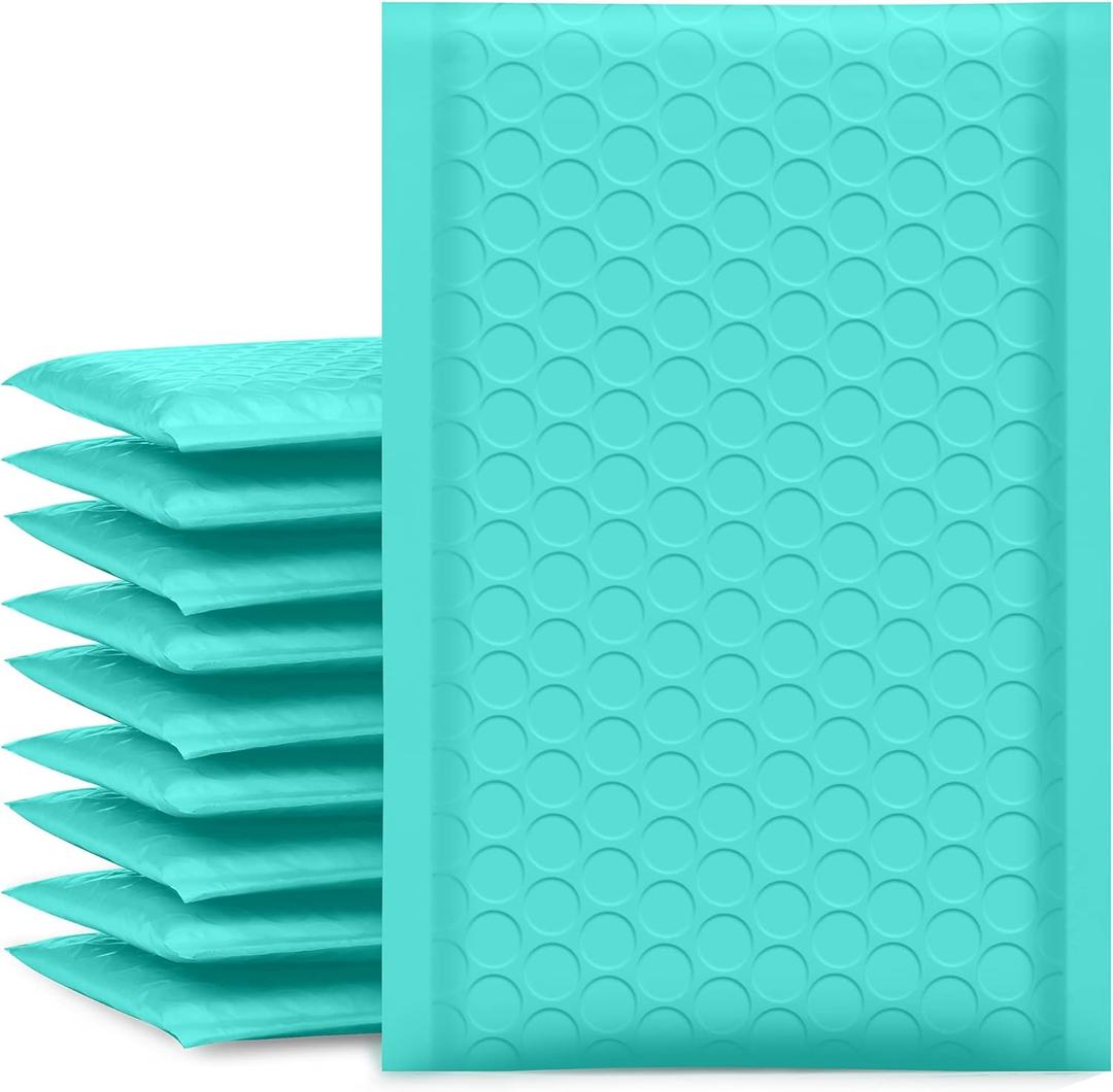 UCGOU Bubble Mailers 4x8 Inch Teal 50 Pack Usable Size 4x7 Inch Poly Padded Envelopes Small Business Mailing Packages Opaque Self Seal Adhesive Waterproof Boutique Shipping Bags for Jewelry #000