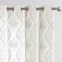 jinchan Boho Linen Curtains for Living Room Embroidered Design Window Curtains Light Filtering Flax Linen Blend Window Treatments Set for Bedroom Grommet Top 2 Panels 84 Inch Length Grey on Ecru