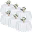 6 Pack 120 In Round White Tablecloths - Reusable Polyester Table Covers  Protect from Spills (Not Waterproof)  for Weddings, Banquets, Parties  Ships Folded, Wrinkles Likely, Steam Before Use