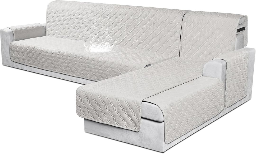 VANSOFY Sectional Couch Covers, L Shaped Sofa Slipcover,X-Large, Off White