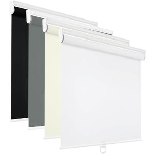 Blackout Roller Shades for Indoor Windows,Cordless Roller Blinds,Free-Stop Roll Up Shades with Thermal Insulated, Uv Protection Fabric for Bedroom,Office,French Door,White,36" W72 H