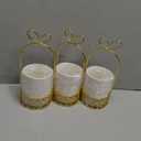 JUXYES Ceramic Silverware Holder For Tabletop, White Cutlery Holder With Golden Metal Bracket, Decorative Flatware Holder Countertop Utensil Holder Organizer for Wedding Kitchen Dining Tables (Pack of 3)